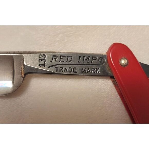VERY RARE Red Imp Straight Razor 133 Made By Case Manganese Steel Germany Box - Picture 10 of 12